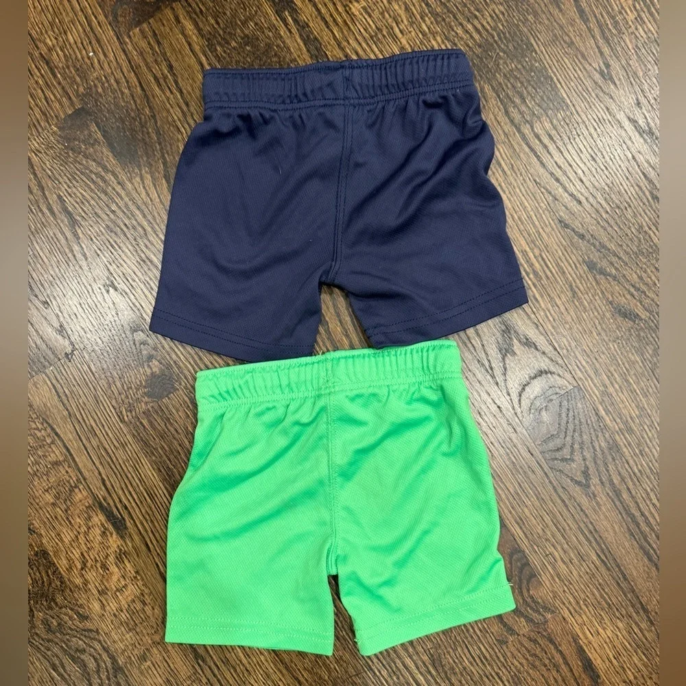 Carters toddler boys gym shorts mesh drawstring size 12 months bundle navy green